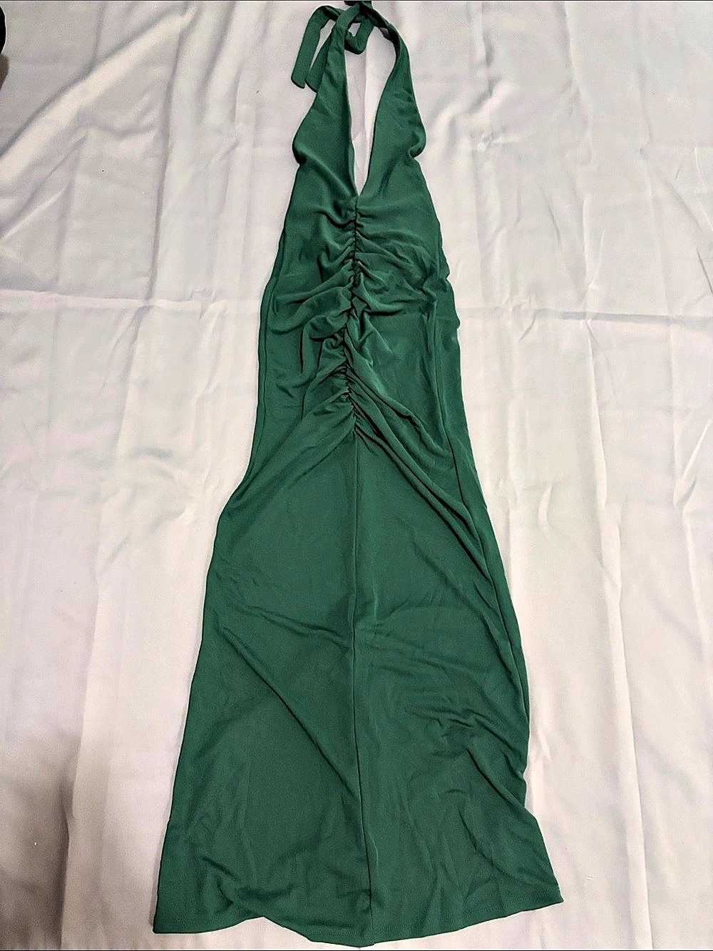 ZARA Halter Neck Dress with Ruches Green Small